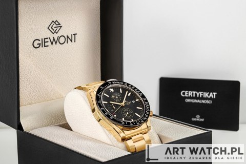 Zegarek Męski Giewont Chronograph Sapphire Złoto Czarny GW8720-B4