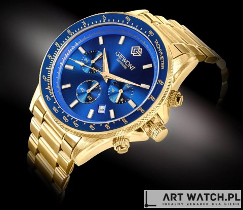 Zegarek Męski Giewont Chronograph Sapphire Złoto Niebieski GW3520-B5