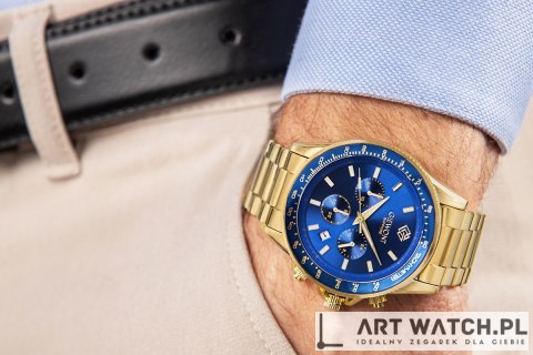 Zegarek Męski Giewont Chronograph Sapphire Złoto Niebieski GW3520-B5