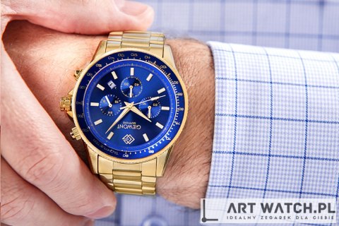 Zegarek Męski Giewont Chronograph Sapphire Złoto Niebieski GW3520-B5
