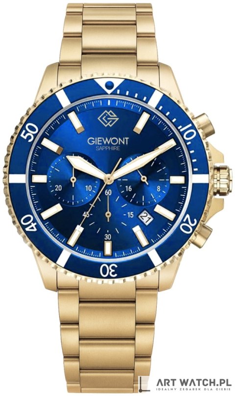 Zegarek Męski Giewont Chronograph Sapphire Złoto Niebieski GW3970-B6