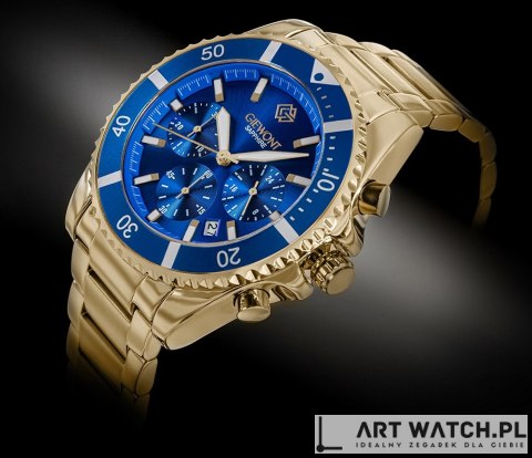 Zegarek Męski Giewont Chronograph Sapphire Złoto Niebieski GW3970-B6