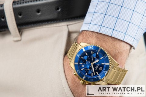 Zegarek Męski Giewont Chronograph Sapphire Złoto Niebieski GW3970-B6