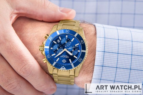 Zegarek Męski Giewont Chronograph Sapphire Złoto Niebieski GW3970-B6