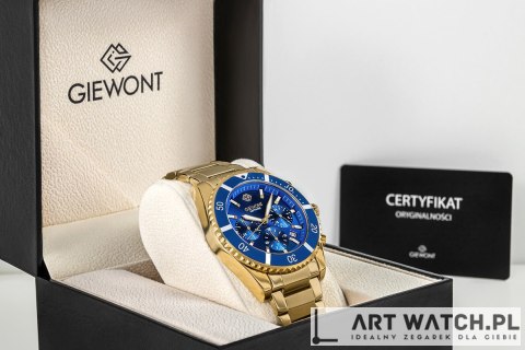 Zegarek Męski Giewont Chronograph Sapphire Złoto Niebieski GW3970-B6