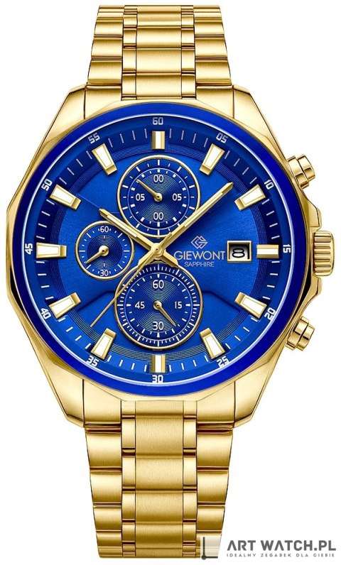 Zegarek Męski Giewont Chronograph Sapphire Złoto Niebieski GW7290-B6
