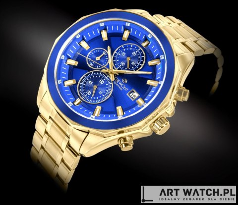 Zegarek Męski Giewont Chronograph Sapphire Złoto Niebieski GW7290-B6