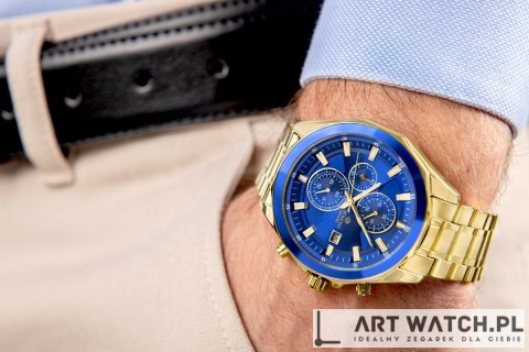 Zegarek Męski Giewont Chronograph Sapphire Złoto Niebieski GW7290-B6