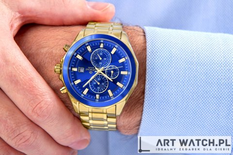 Zegarek Męski Giewont Chronograph Sapphire Złoto Niebieski GW7290-B6