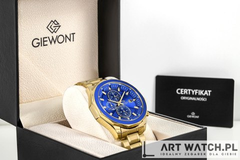 Zegarek Męski Giewont Chronograph Sapphire Złoto Niebieski GW7290-B6