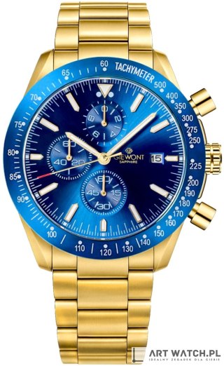 Zegarek Męski Giewont Chronograph Sapphire Złoto Niebieski GW8720-B6