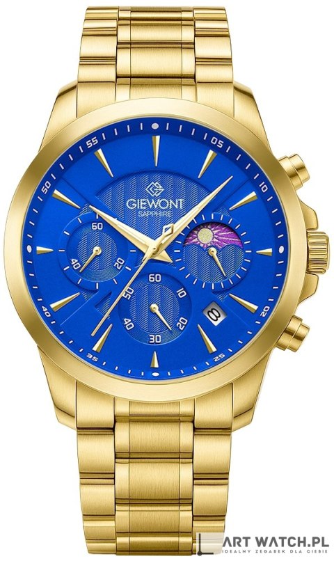 Zegarek Męski Giewont Chronograph Sapphire Złoto Niebieski GW9460-B5
