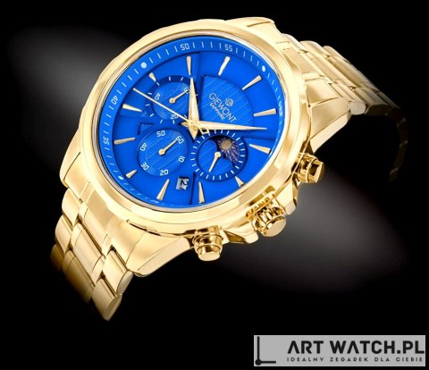 Zegarek Męski Giewont Chronograph Sapphire Złoto Niebieski GW9460-B5