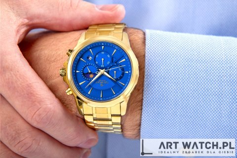 Zegarek Męski Giewont Chronograph Sapphire Złoto Niebieski GW9460-B5