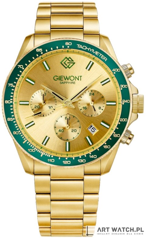 Zegarek Męski Giewont Chronograph Sapphire Złoto Zielony GW3520-B6