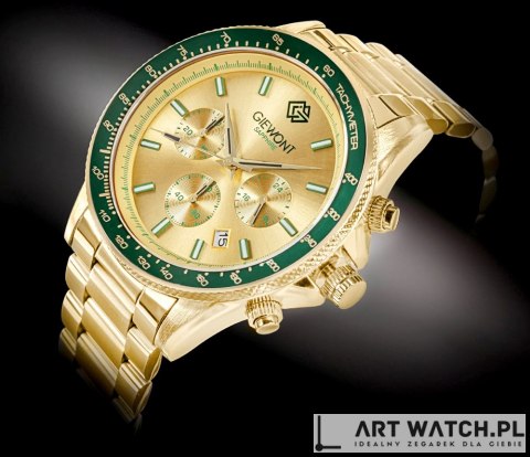 Zegarek Męski Giewont Chronograph Sapphire Złoto Zielony GW3520-B6