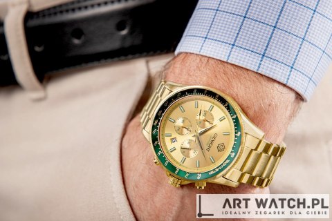 Zegarek Męski Giewont Chronograph Sapphire Złoto Zielony GW3520-B6