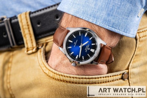 Zegarek Męski Giewont Elegance Sapphire Brązowo Niebieski GW5160-A4
