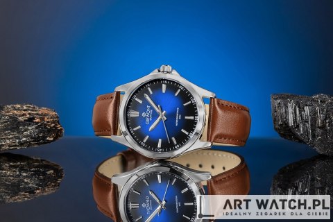 Zegarek Męski Giewont Elegance Sapphire Brązowo Niebieski GW5160-A4