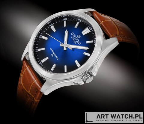Zegarek Męski Giewont Elegance Sapphire Brązowo Niebieski GW5160-A7