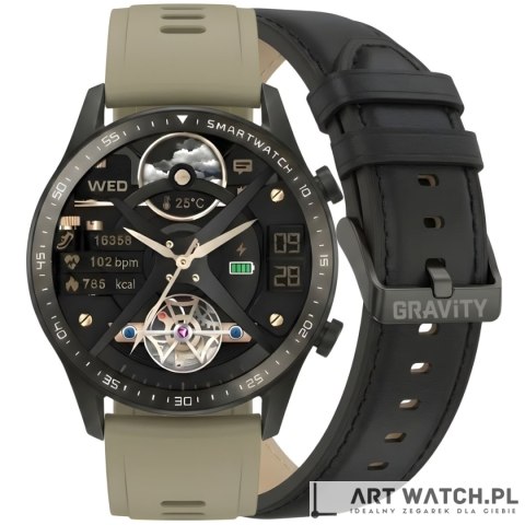 Smartwatch Gravity Czarny 2 Paski GT10-2