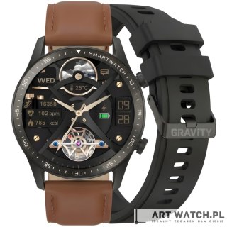 Smartwatch Gravity Czarny 2 Paski GT10-4