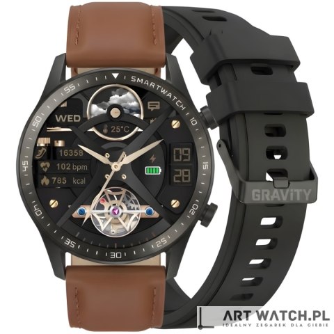 Smartwatch Gravity Czarny 2 Paski GT10-4