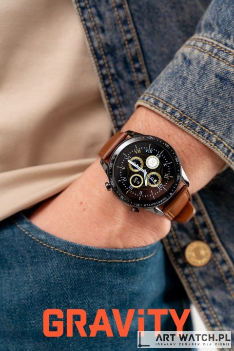 Smartwatch Gravity Czarny 2 Paski GT10-4