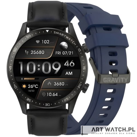 Smartwatch Gravity Czarny 2 Paski GT10-5