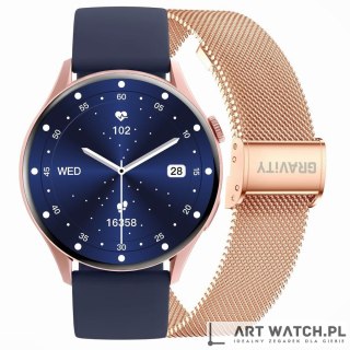 Smartwatch Gravity Różowe Złoto Pasek + Bransoleta GT11-6