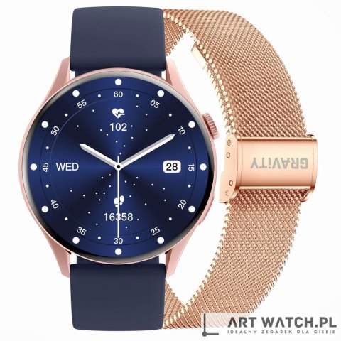 Smartwatch Gravity Różowe Złoto Pasek + Bransoleta GT11-6