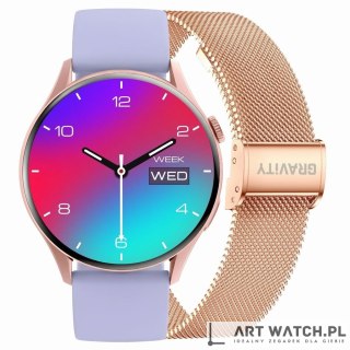 Smartwatch Gravity Różowe Złoto Pasek + Bransoleta GT11-7