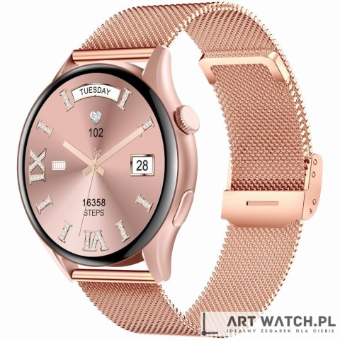Smartwatch Gravity Różowe Złoto Pasek + Bransoleta GT11-8
