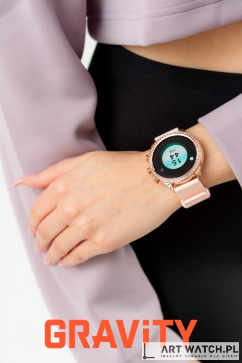 Smartwatch Gravity Różowe Złoto Pasek i Bransoleta GT5-5