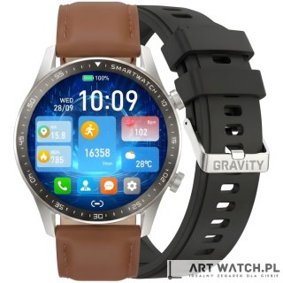 Smartwatch Gravity Srebrny 2 Paski GT10-8