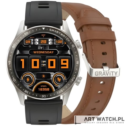 Smartwatch Gravity Srebrny 2 Paski GT10-8