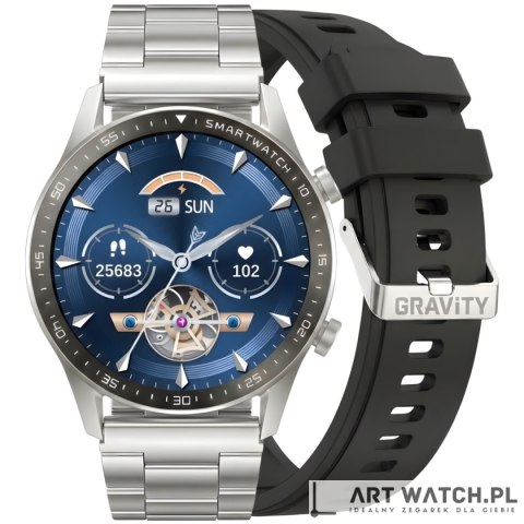 Smartwatch Gravity Srebrny Bransoleta + Pasek GT10-6