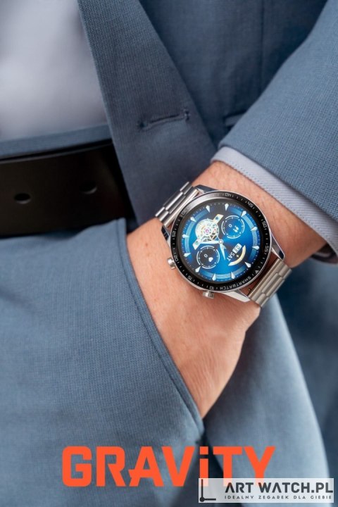 Smartwatch Gravity Srebrny Bransoleta + Pasek GT10-6