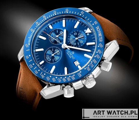 Zegarek Męski Giewont Chronograph Sapphire Brązowo Niebieski GW8720-A2