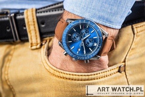 Zegarek Męski Giewont Chronograph Sapphire Brązowo Niebieski GW8720-A2