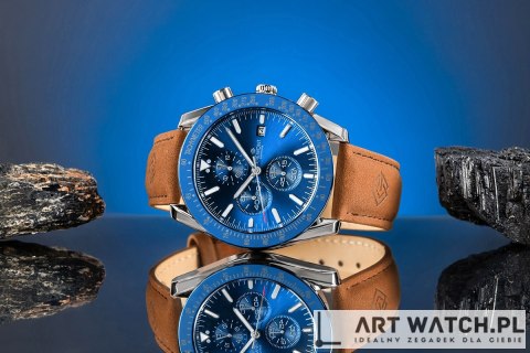 Zegarek Męski Giewont Chronograph Sapphire Brązowo Niebieski GW8720-A2