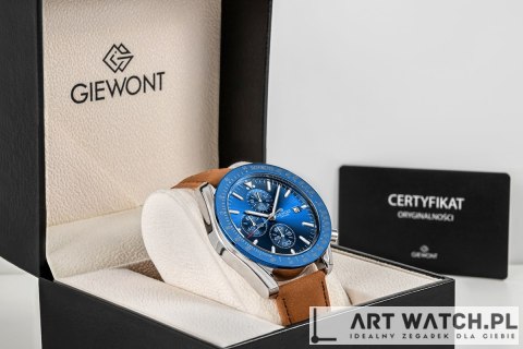 Zegarek Męski Giewont Chronograph Sapphire Brązowo Niebieski GW8720-A2