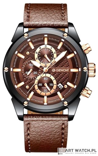 Zegarek Męski Giewont Chronograph Sapphire Czarno Brązowy GW8810-A3