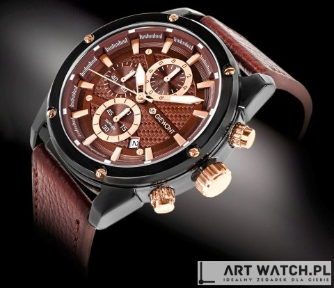 Zegarek Męski Giewont Chronograph Sapphire Czarno Brązowy GW8810-A3