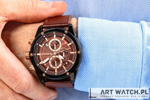 Zegarek Męski Giewont Chronograph Sapphire Czarno Brązowy GW8810-A3