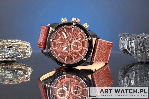 Zegarek Męski Giewont Chronograph Sapphire Czarno Brązowy GW8810-A3
