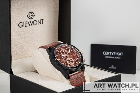 Zegarek Męski Giewont Chronograph Sapphire Czarno Brązowy GW8810-A3