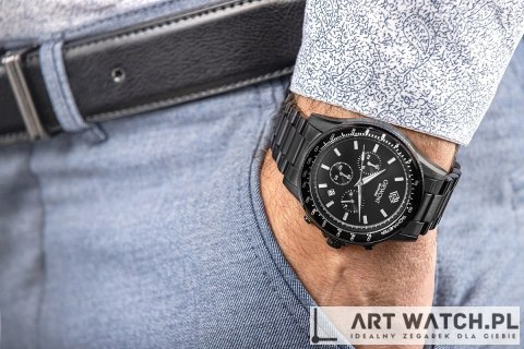 Zegarek Męski Giewont Chronograph Sapphire Czarny GW3520-B1