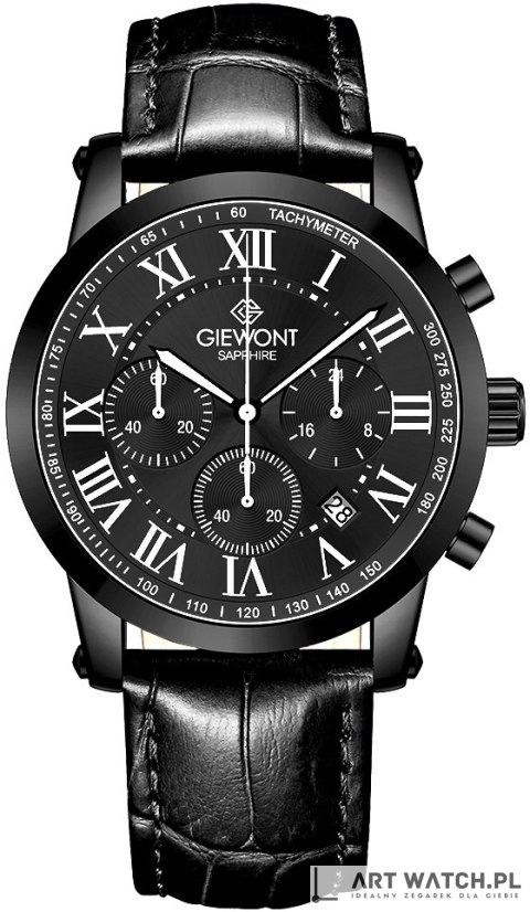 Zegarek Męski Giewont Chronograph Sapphire Czarny GW6260-A3