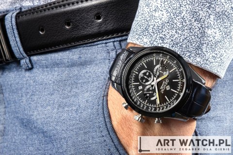 Zegarek Męski Giewont Chronograph Sapphire Czarny GW7650-A4
